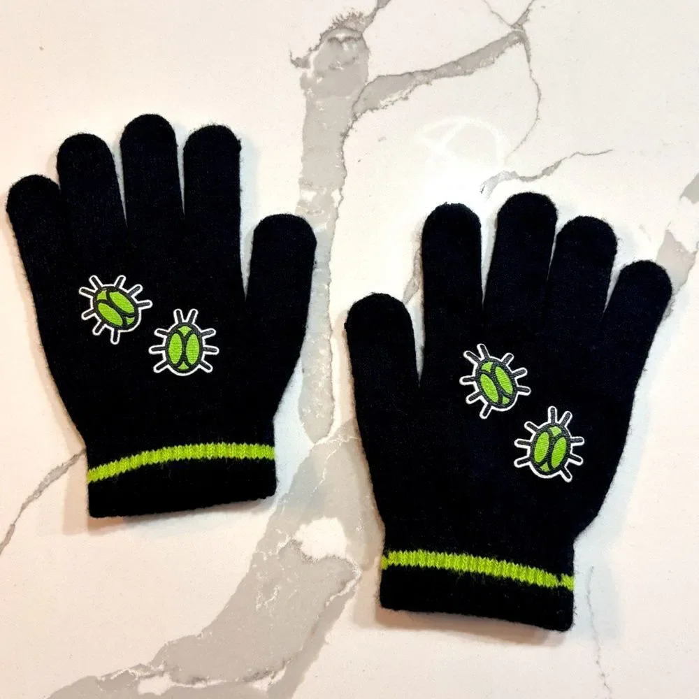 Beetle Juice | Youth Unisex Black White Green Hat and Glove Set Girls Boys